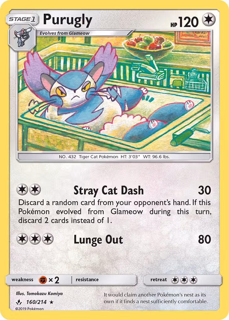 Purugly 160/214 Pokemon card