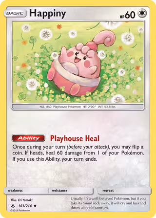 Happiny 161/214 Pokemon card