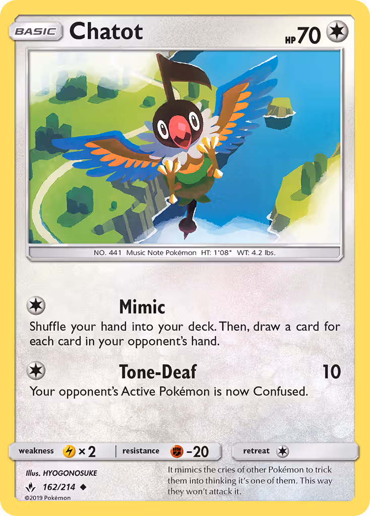 Chatot 162/214 Pokemon card