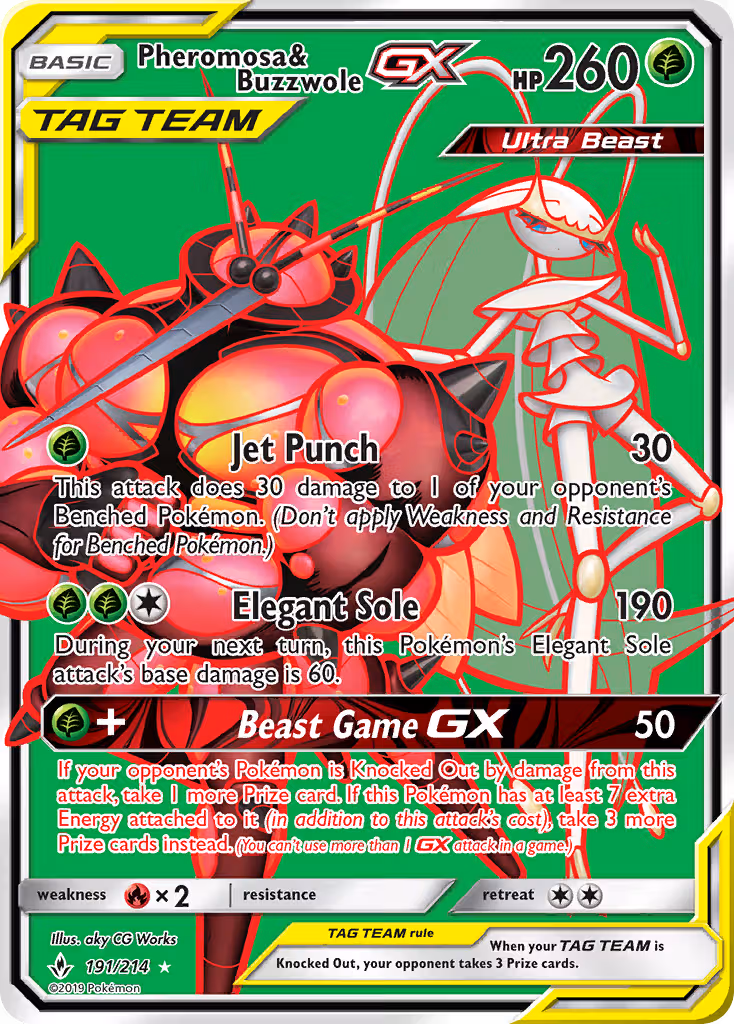 Pheromosa & Buzzwole GX 191/214 Pokemon card