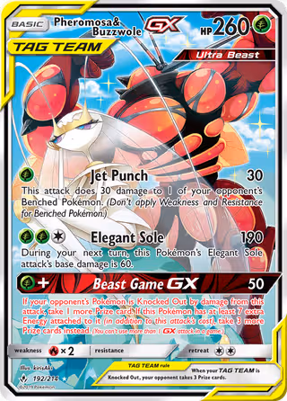 Pheromosa & Buzzwole GX 192/214 Pokemon card