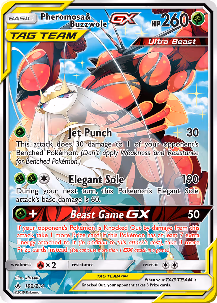 Pheromosa & Buzzwole GX 192/214 Pokemon card
