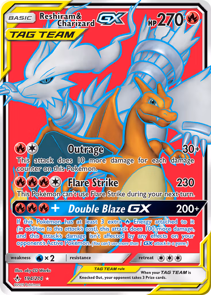 Reshiram & Charizard GX 194/214 Pokemon card