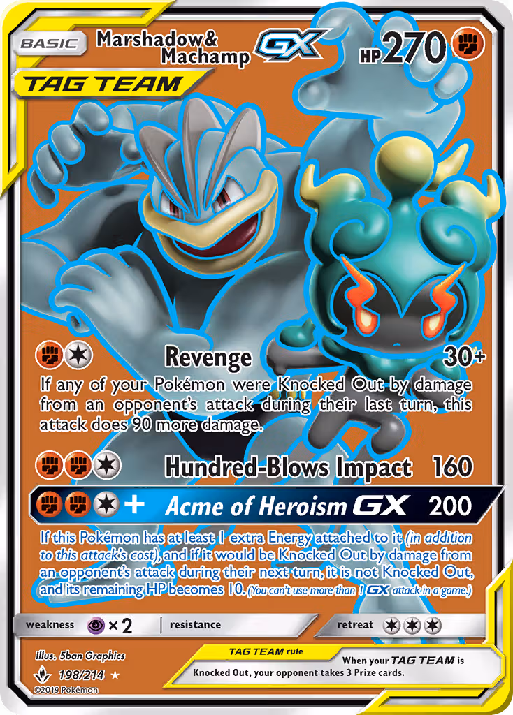 Marshadow & Machamp GX 198/214 Pokemon card