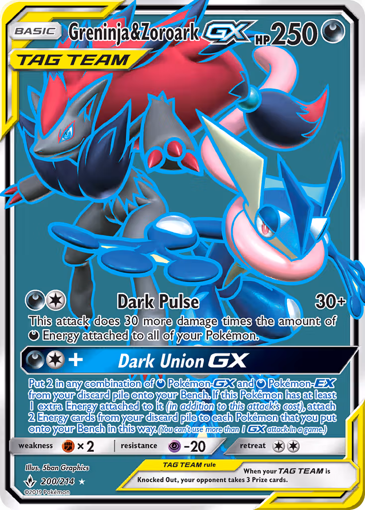 Greninja & Zoroark GX 200/214 Pokemon card