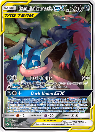 Greninja & Zoroark GX 201/214 Pokemon card