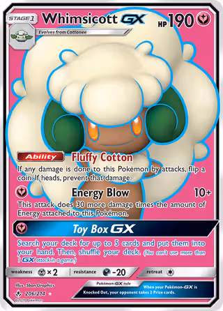 Whimsicott GX 206/214 Pokemon card