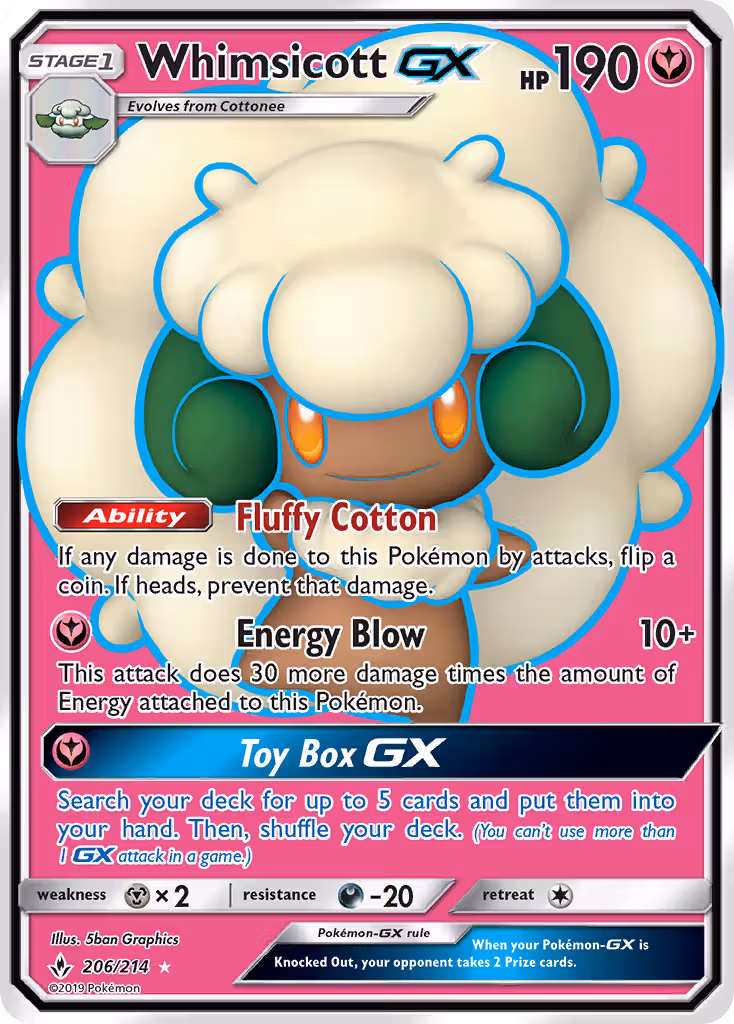 Whimsicott GX 206/214 Pokemon card