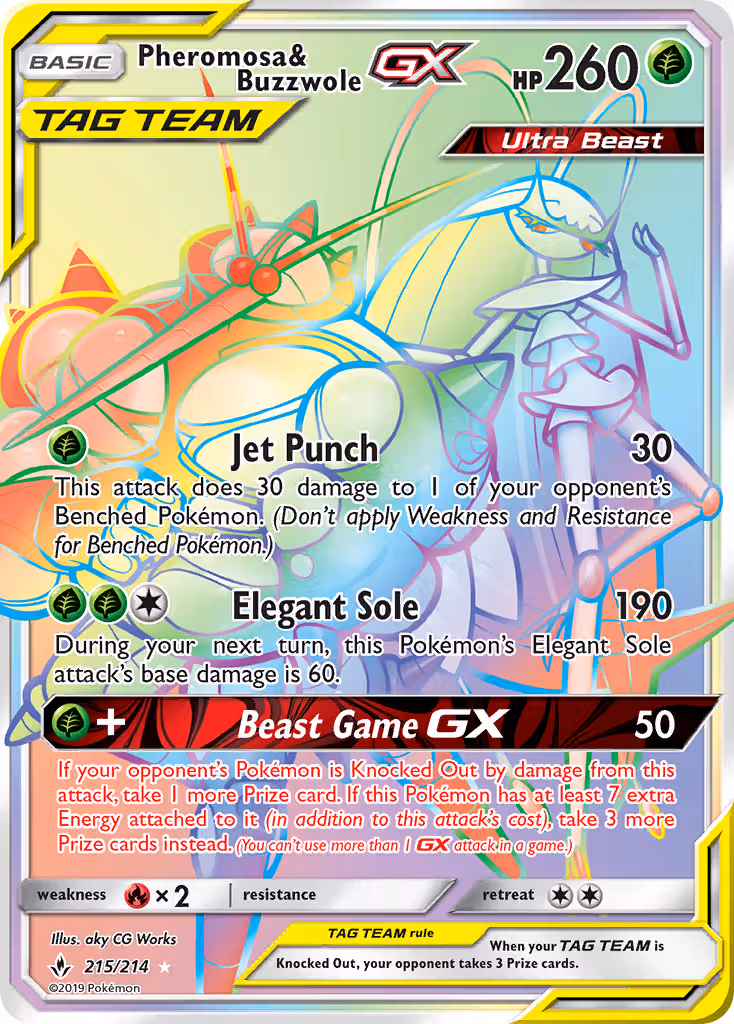 Pheromosa & Buzzwole GX 215/214 Pokemon card