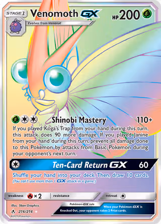 Venomoth GX 216/214 Pokemon card