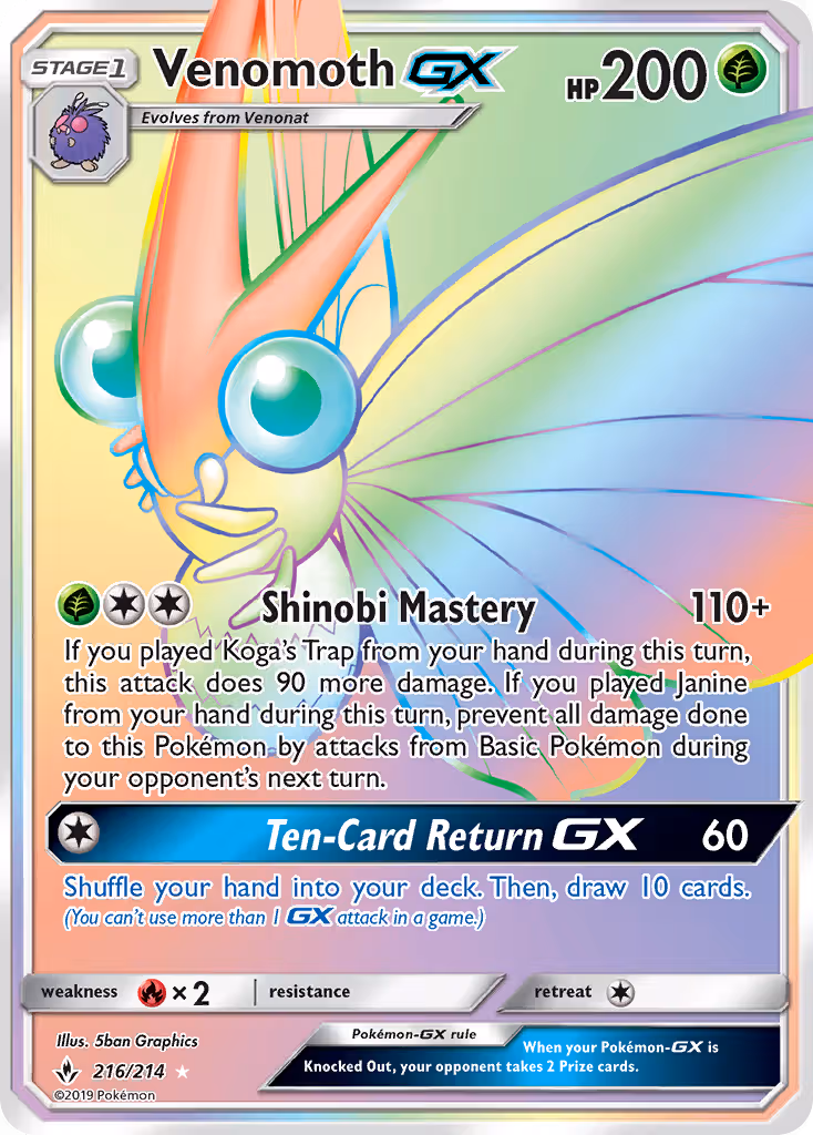 Venomoth GX 216/214 Pokemon card