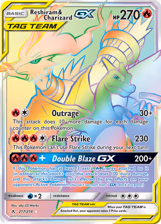 Reshiram & Charizard GX 217/214 Pokemon card