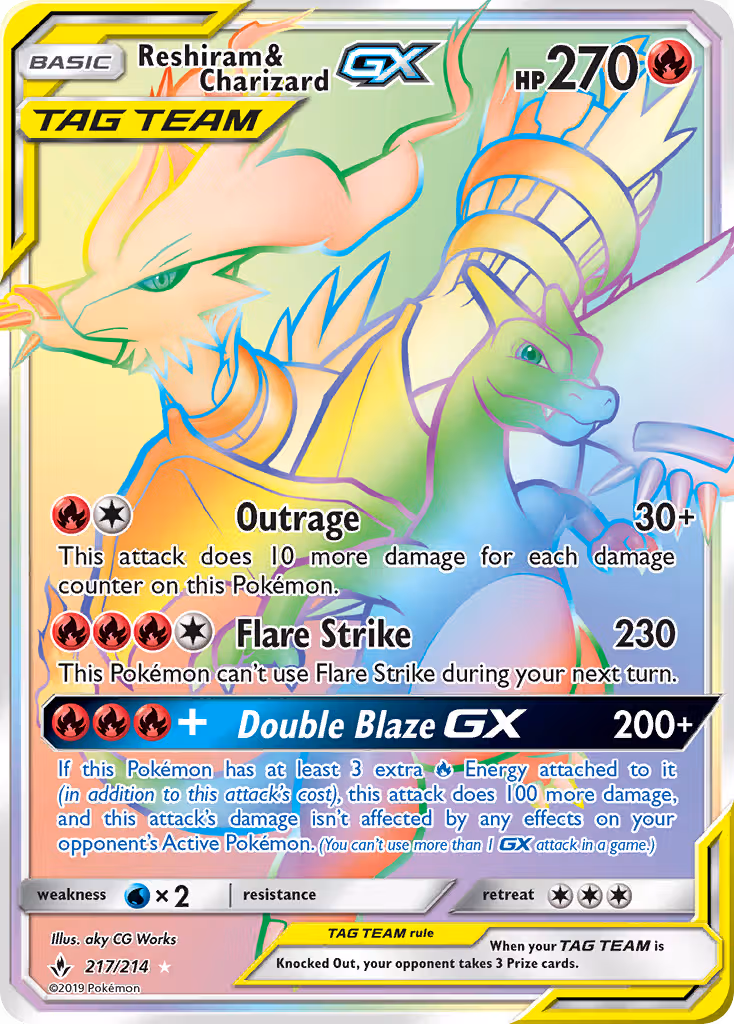 Reshiram & Charizard GX 217/214 Pokemon card