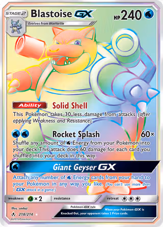 Blastoise GX 218/214 Pokemon card