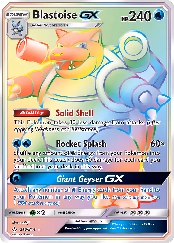 Blastoise GX 218/214 Pokemon card