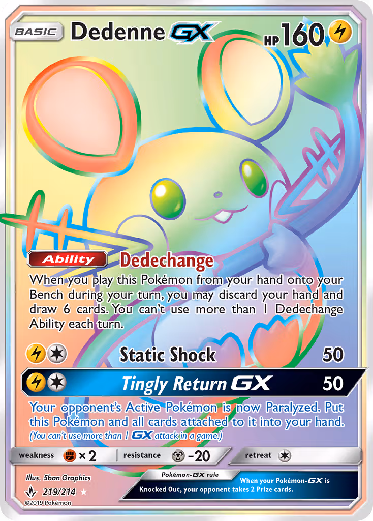 Dedenne GX 219/214 Pokemon card