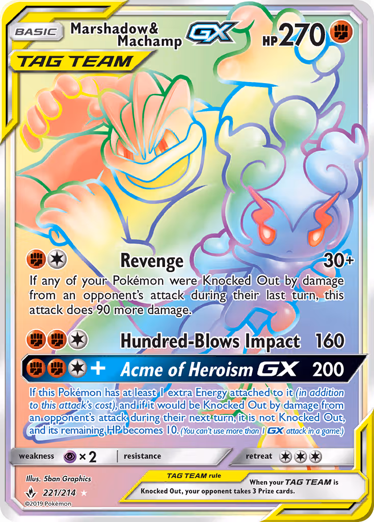 Marshadow & Machamp GX 221/214 Pokemon card