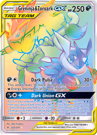 Greninja & Zoroark GX 222/214 Pokemon card