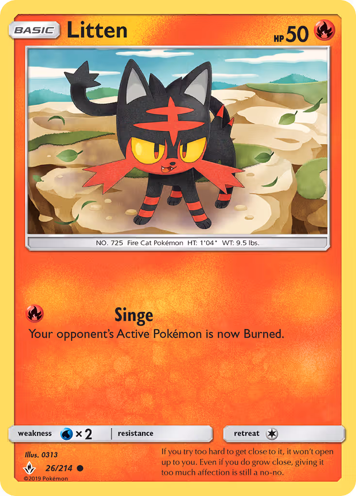 Litten 26/214 Pokemon card