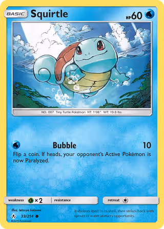 Squirtle 33/214 Pokemon card
