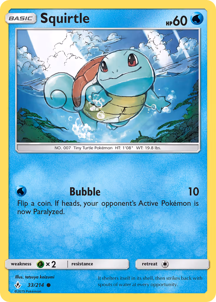 Squirtle 33/214 Pokemon card