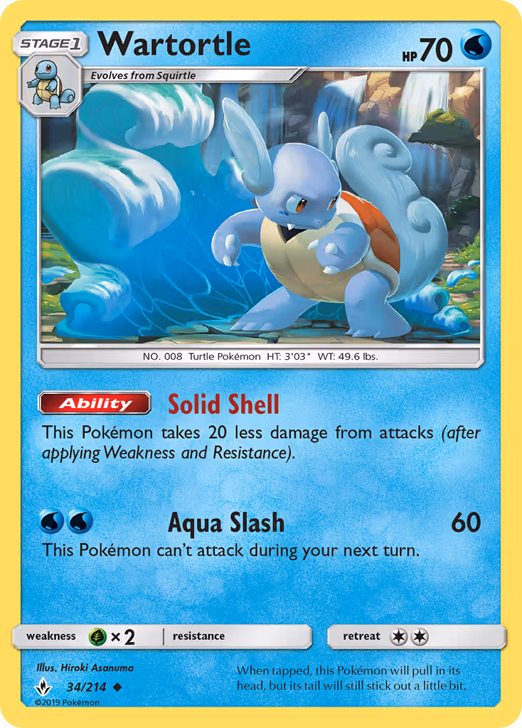 Wartortle 34/214 Pokemon card