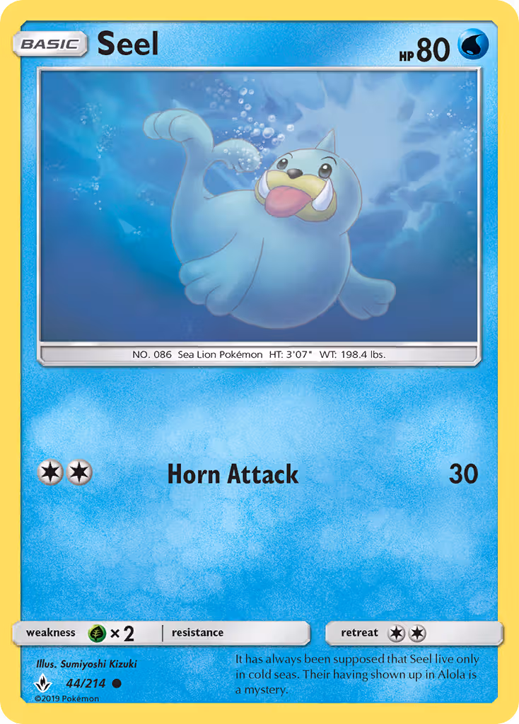 Seel 44/214 Pokemon card