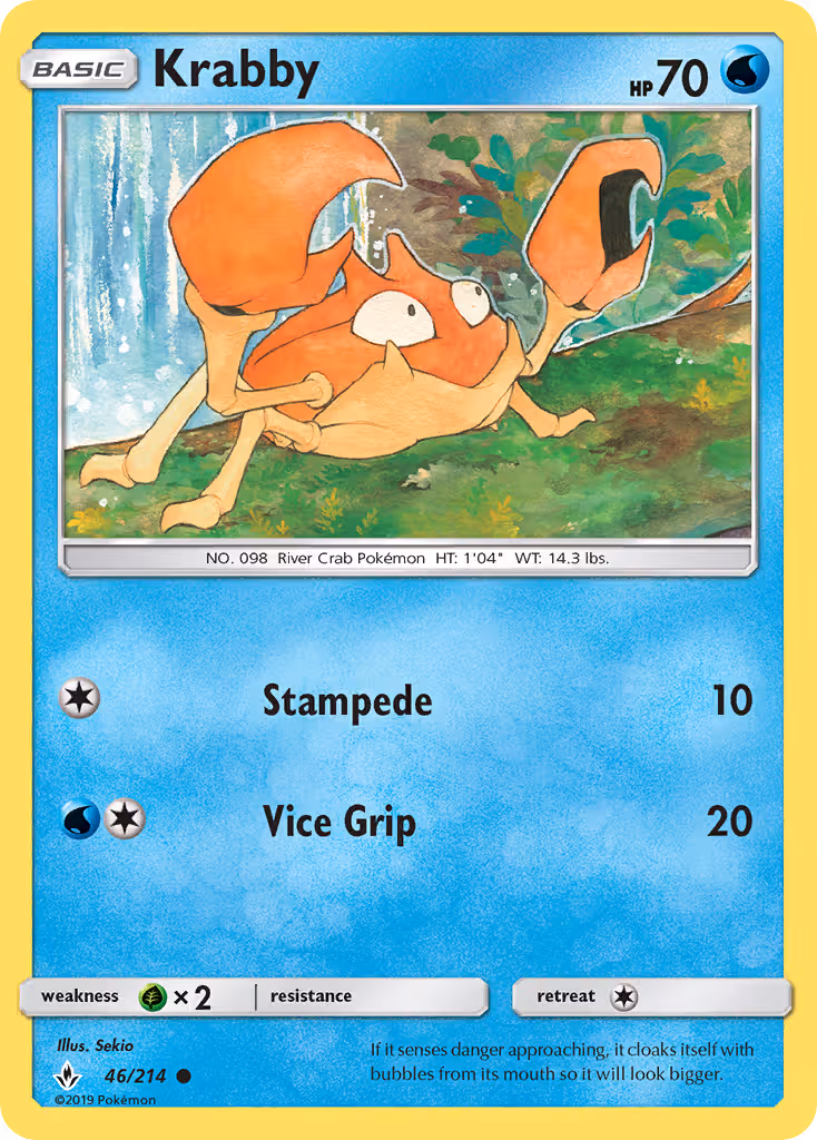 Krabby 46/214 Pokemon card