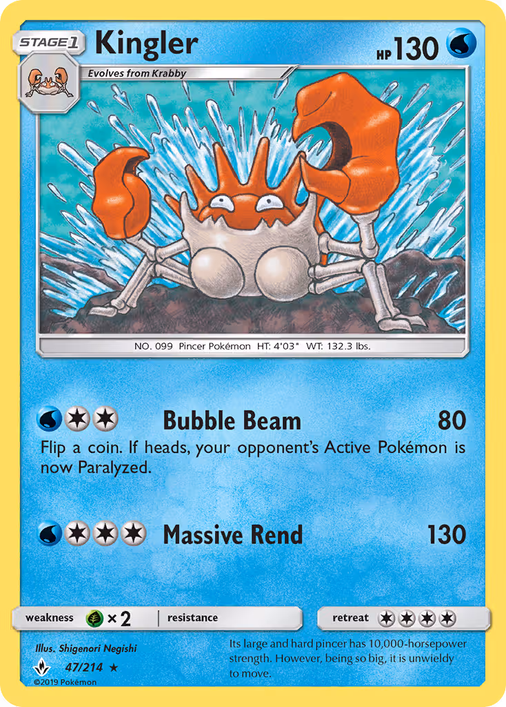 Kingler 47/214 Pokemon card