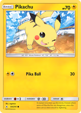 Pikachu 54/214 Pokemon card