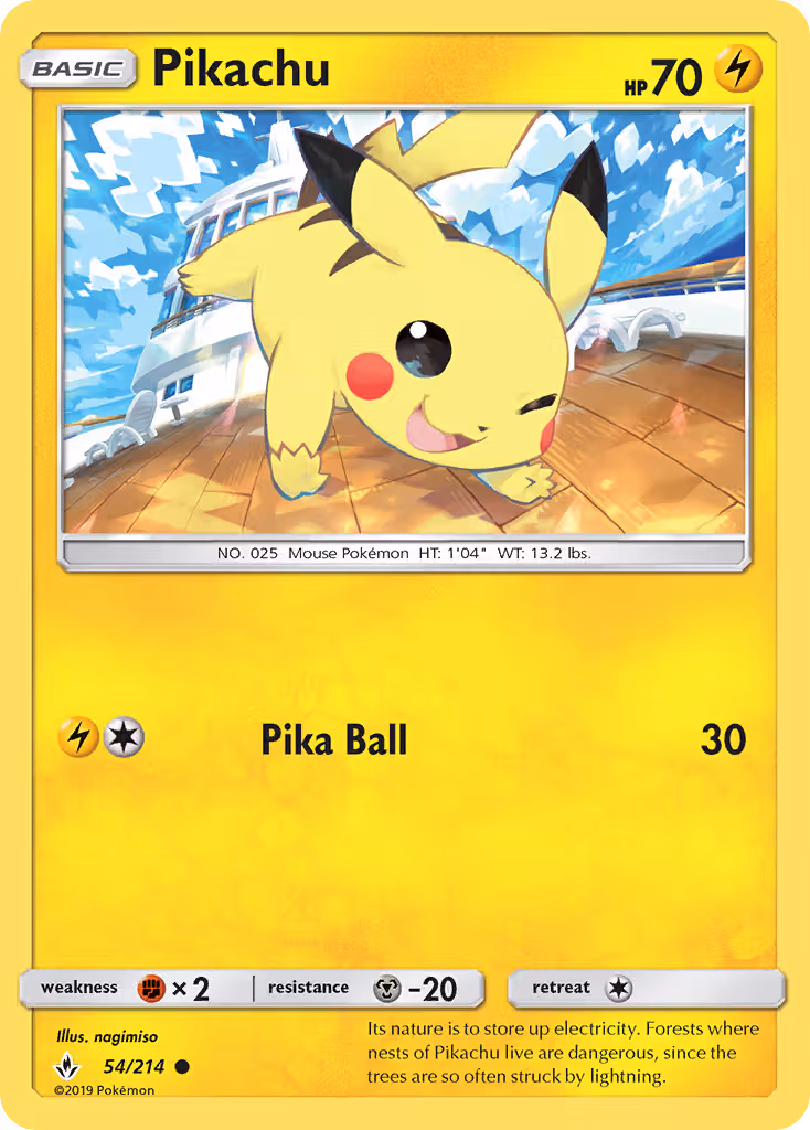 Pikachu 54/214 Pokemon card