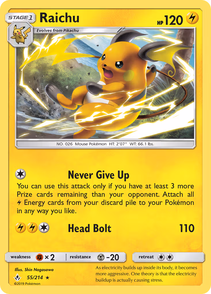 Raichu 55/214 Pokemon card