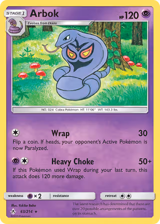 Arbok 63/214 Pokemon card