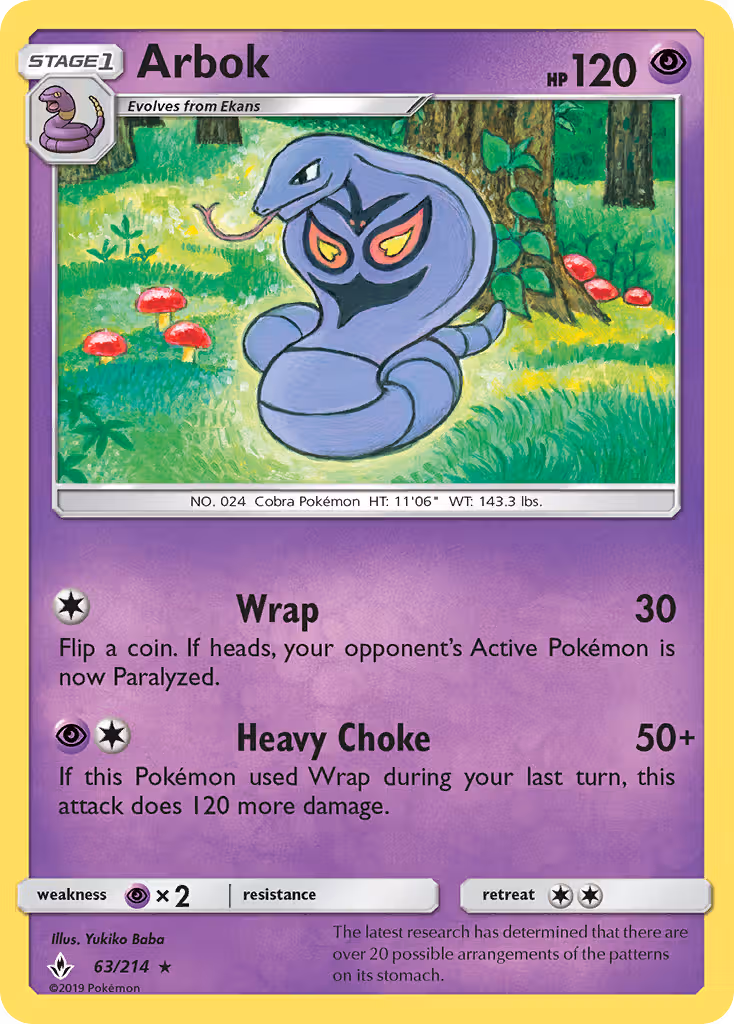 Arbok 63/214 Pokemon card