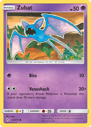 Zubat 64/214 Pokemon card