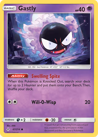 Gastly 67/214 Pokemon card