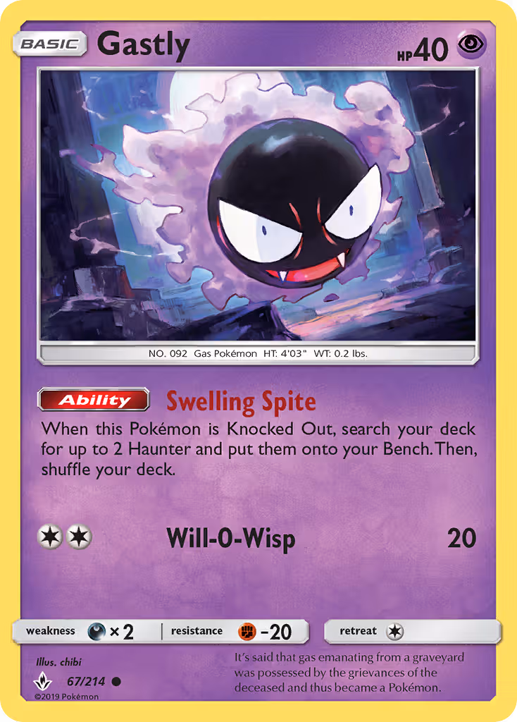 Gastly 67/214 Pokemon card