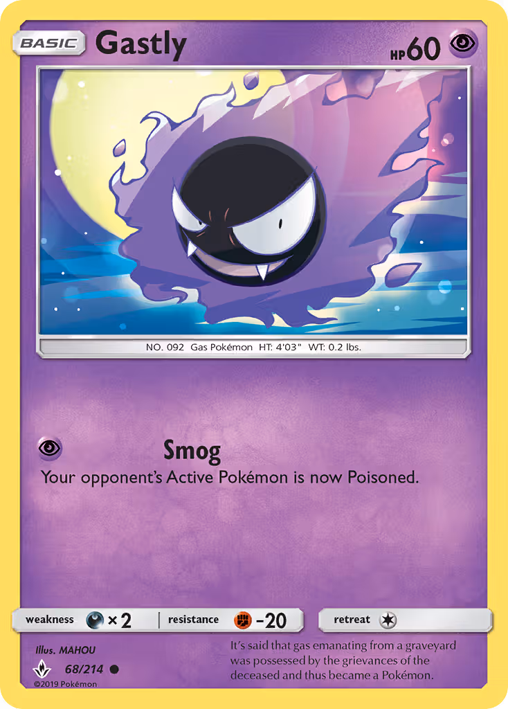 Gastly 68/214 Pokemon card