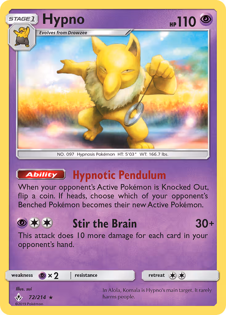 Hypno 72/214 Pokemon card