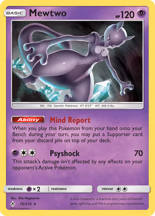 Mewtwo 75/214 Pokemon card