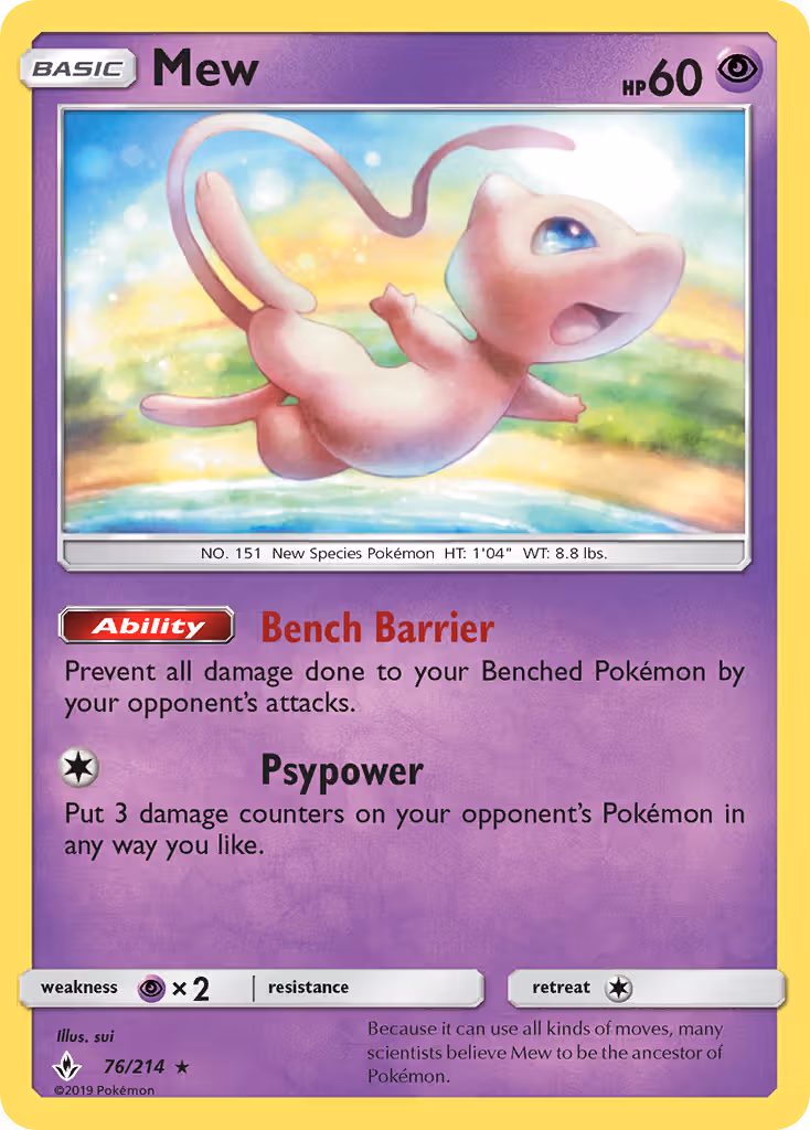 Mew 76/214 Pokemon card