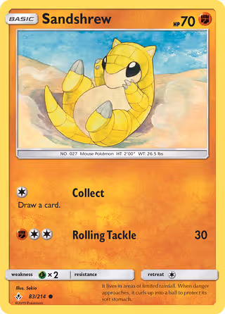 Sandshrew 83/214 Pokemon card