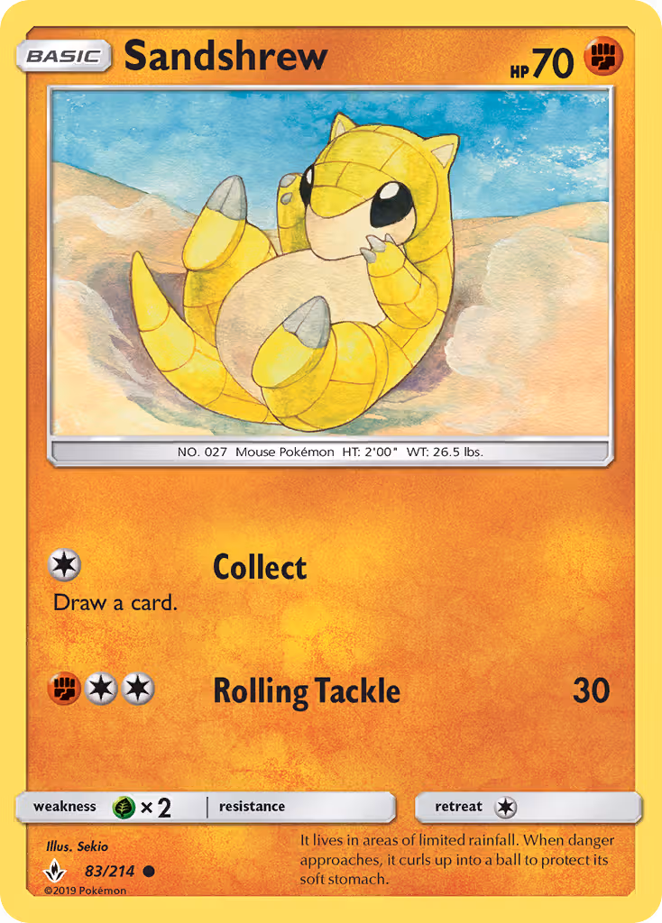 Sandshrew 83/214 Pokemon card
