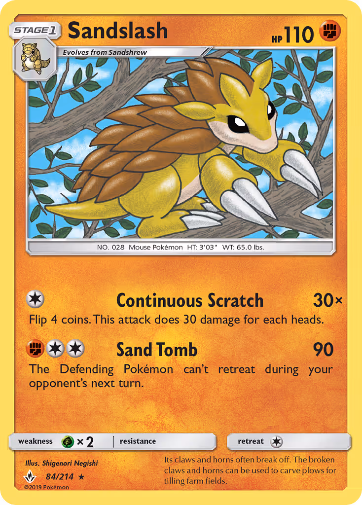 Sandslash 84/214 Pokemon card