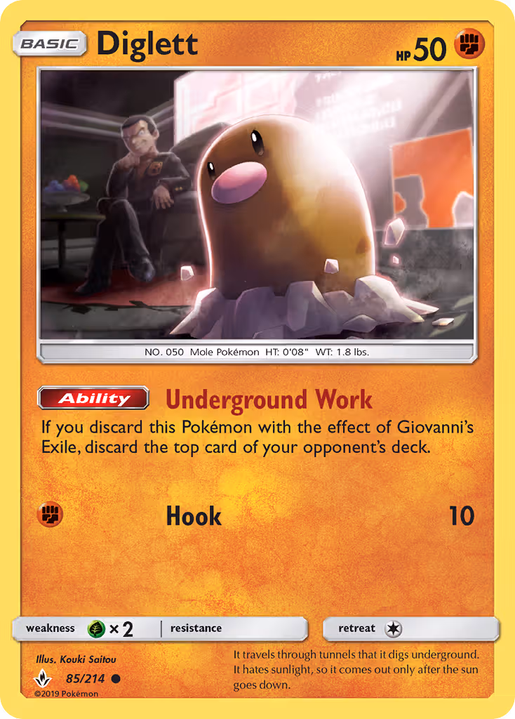 Diglett 85/214 Pokemon card