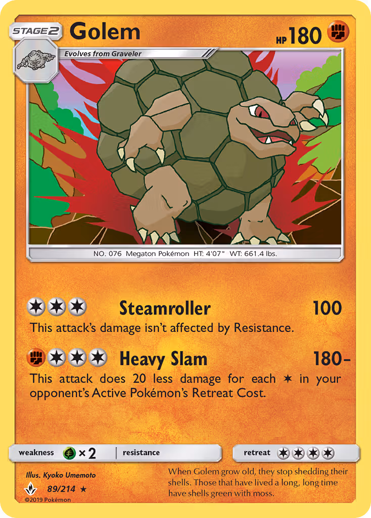 Golem 89/214 Pokemon card