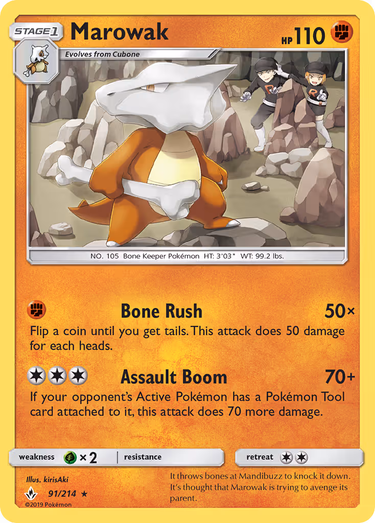 Marowak 91/214 Pokemon card