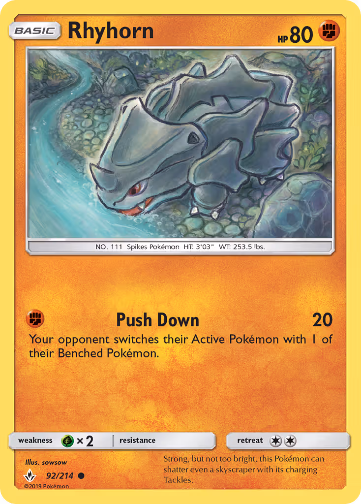 Rhyhorn 92/214 Pokemon card