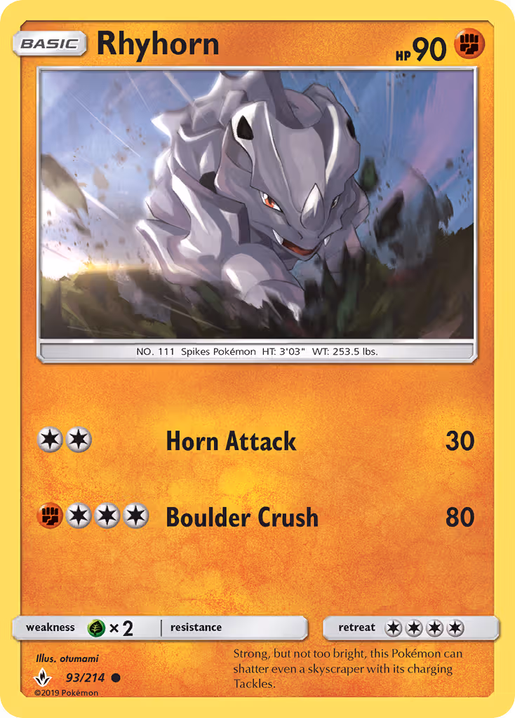 Rhyhorn 93/214 Pokemon card