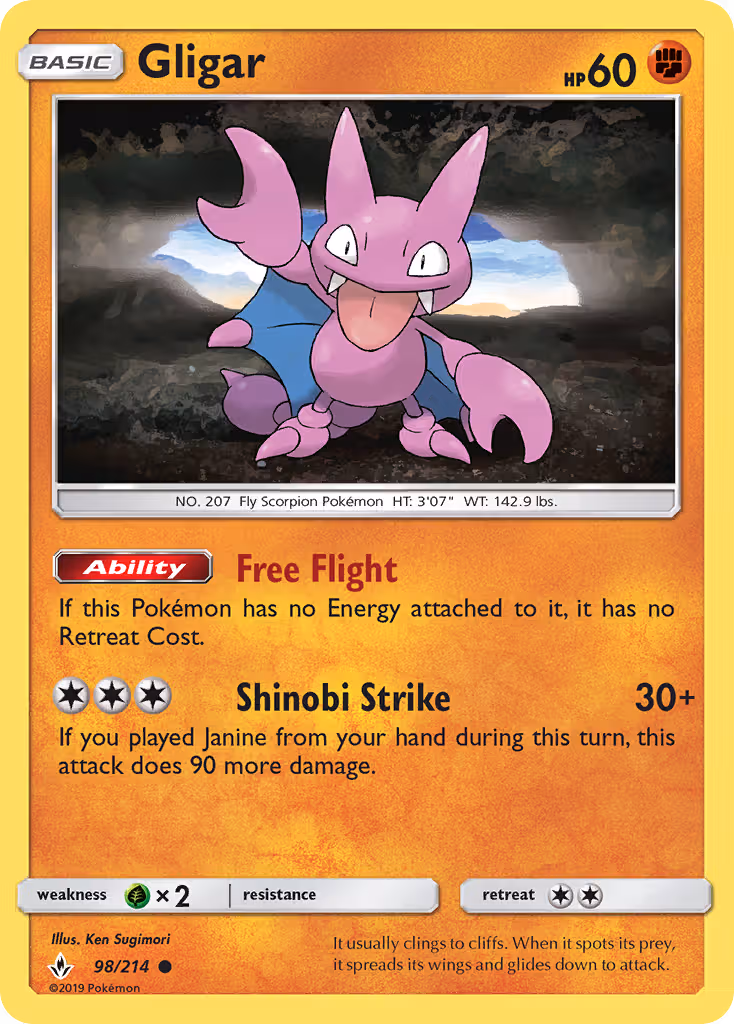 Gligar 98/214 Pokemon card